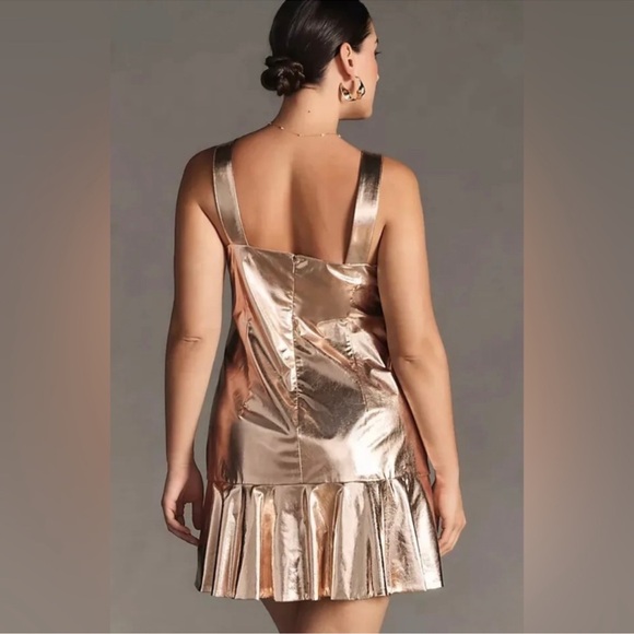 NWT Mare Mare x Anthropologie Metallic V-neck Dress sz 1X - Picture 2 of 11